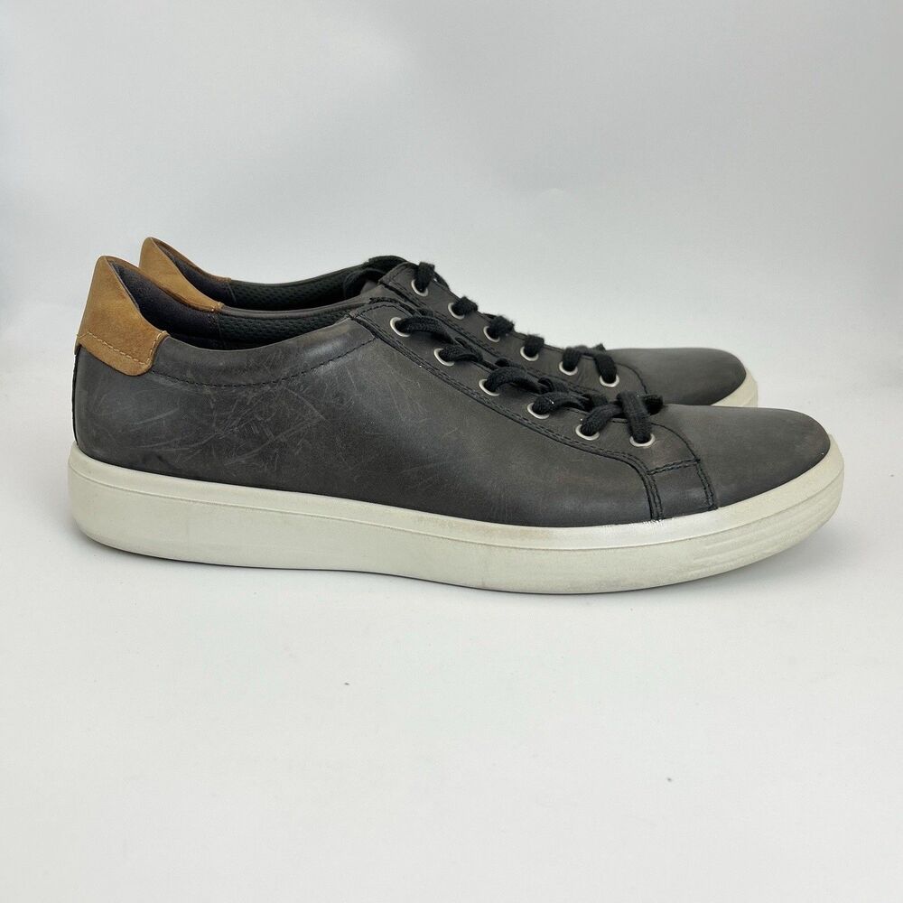 Ecco Soft 7 Sneakers Shoes Dark Gray Leather City Mens Size EU 46 US 12-12.5